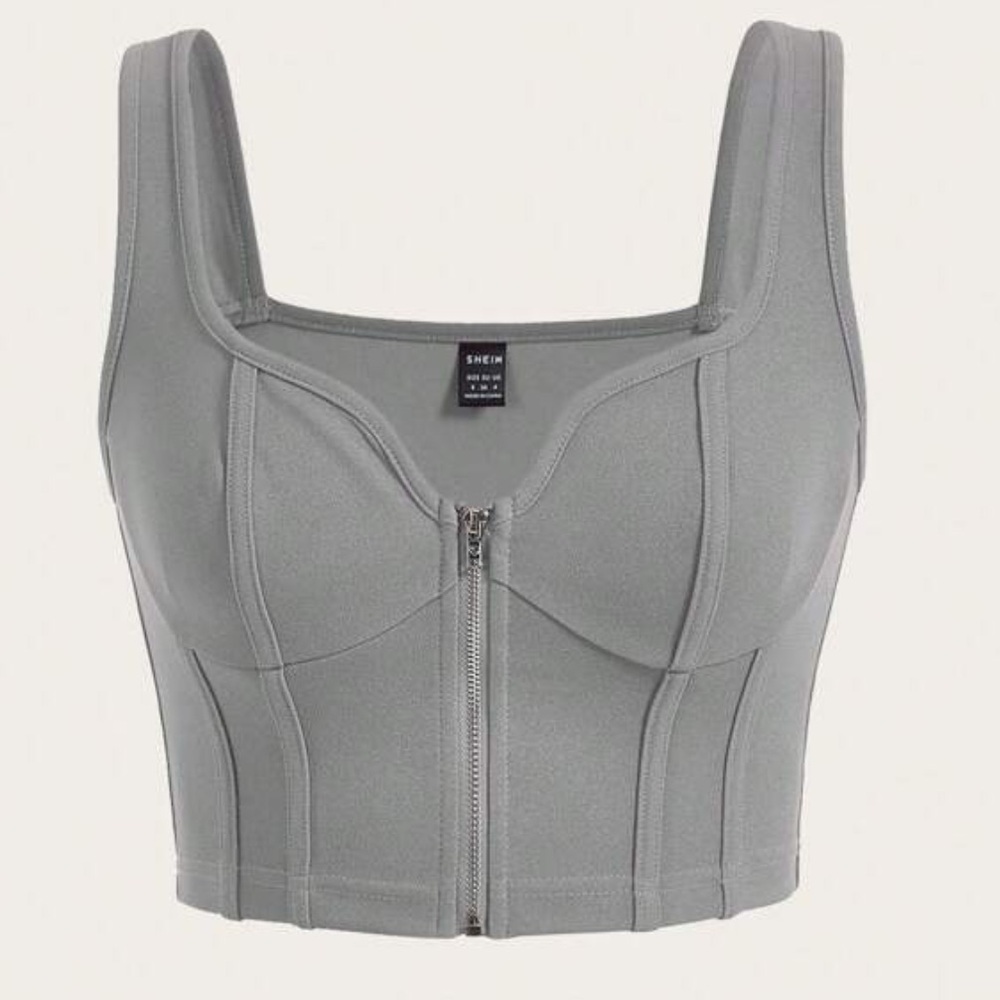 NWOT SHEIN Zip Up Crop Tank Top